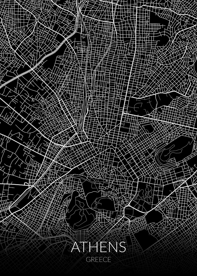 Athens Map Black