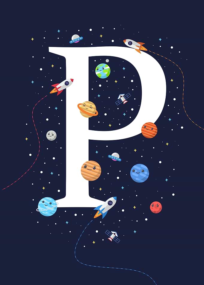 alphabet P solar system