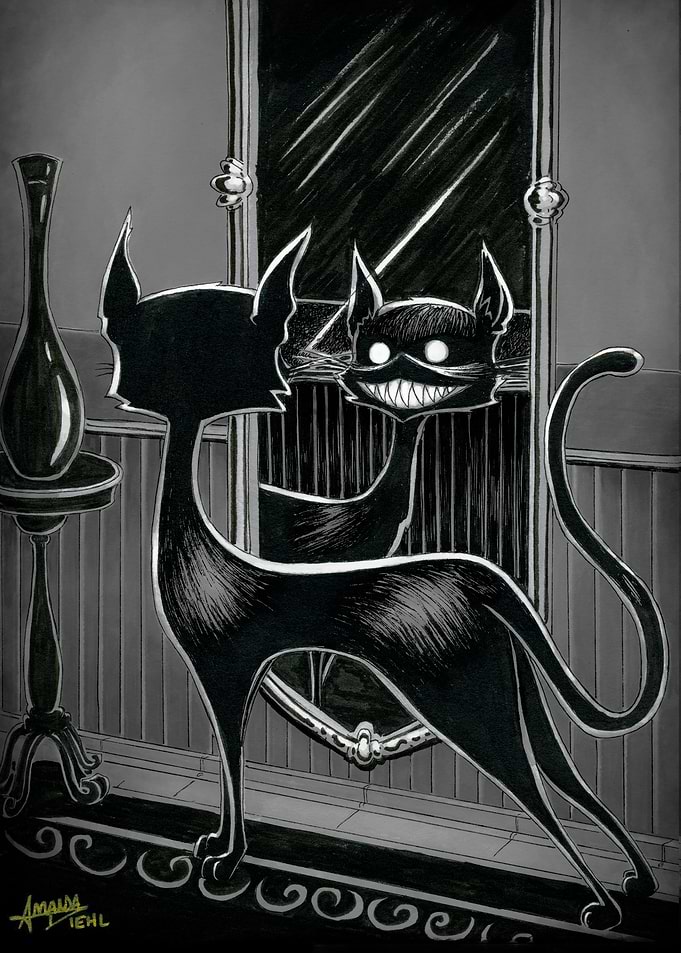 Boo Kitty in a Dark Mirror