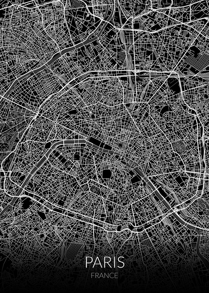 Paris Map Black