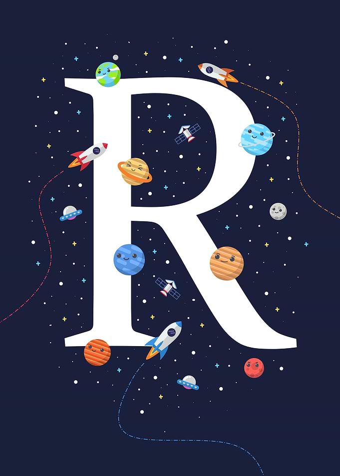 letter R outer space