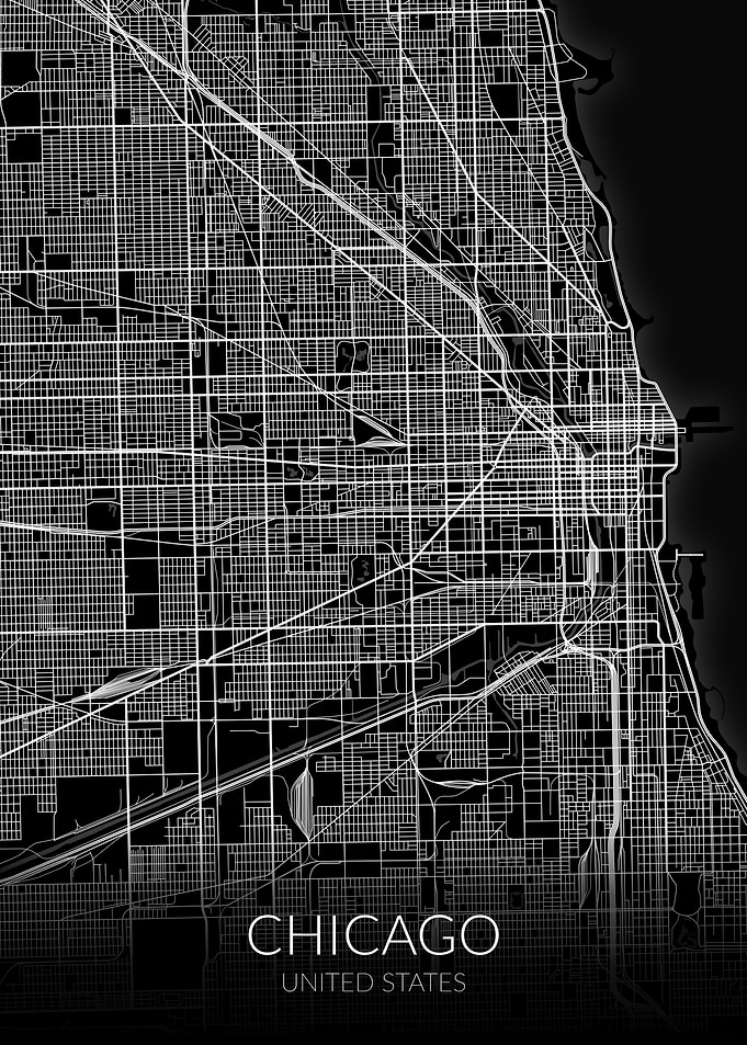 Chicago Map Black