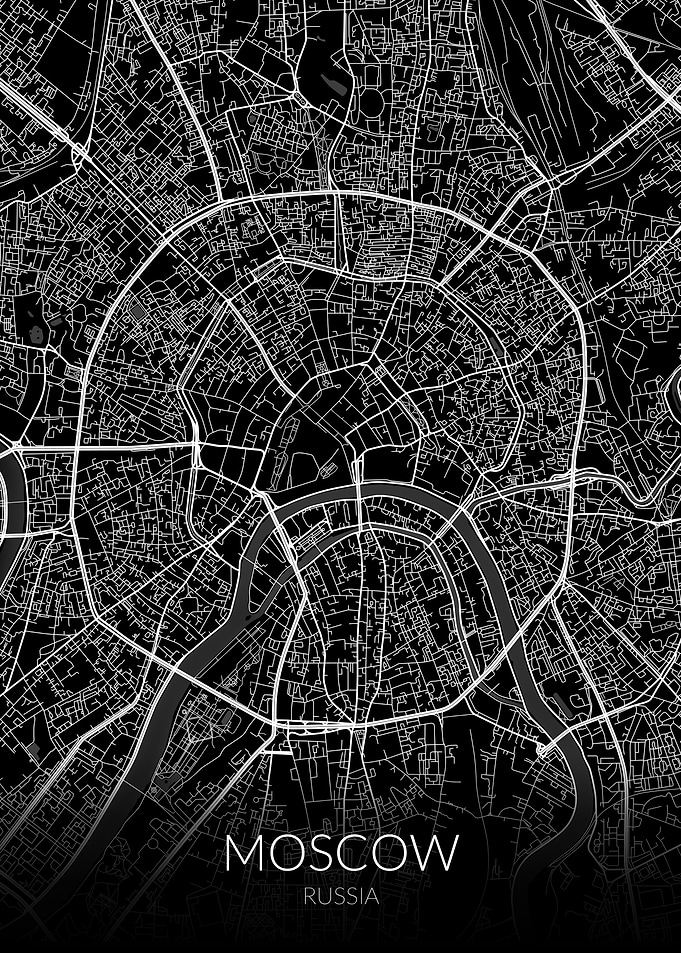 Moscow Map Black