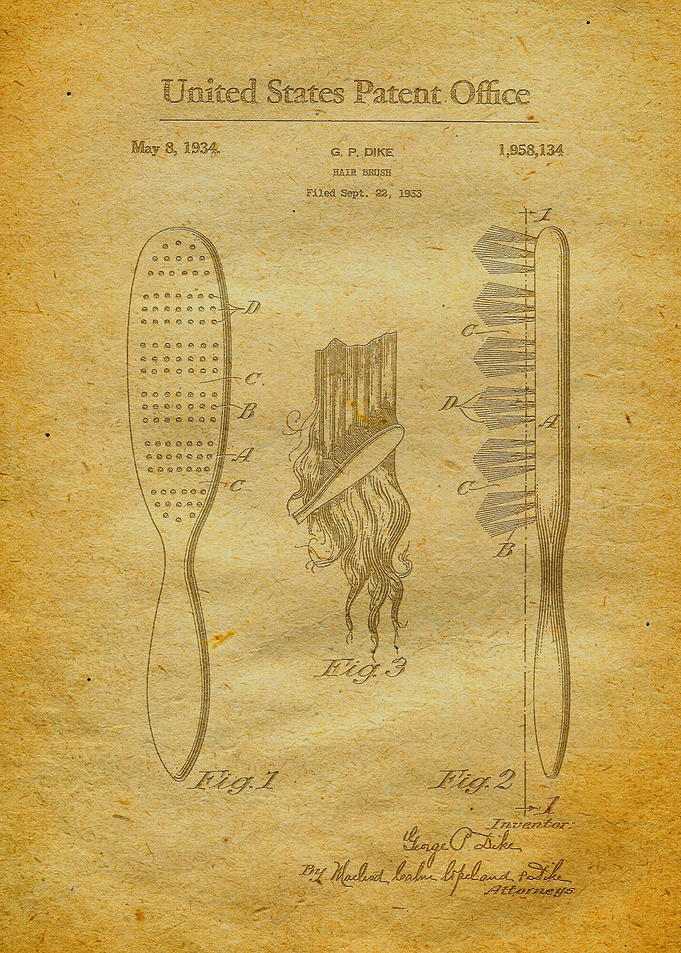 36 Hair Brush Patent