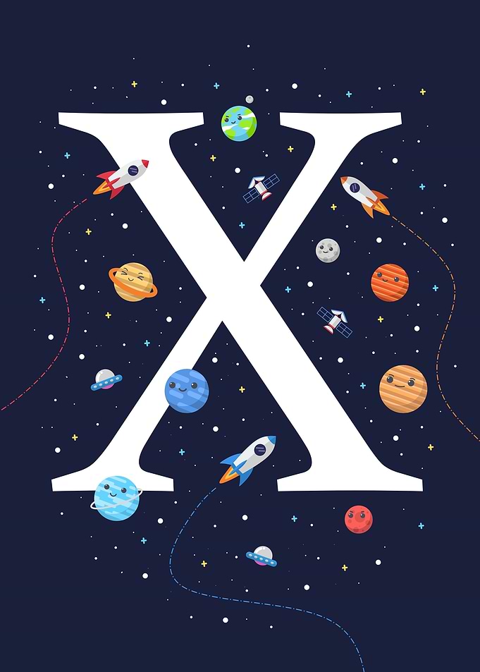 letter X space kids