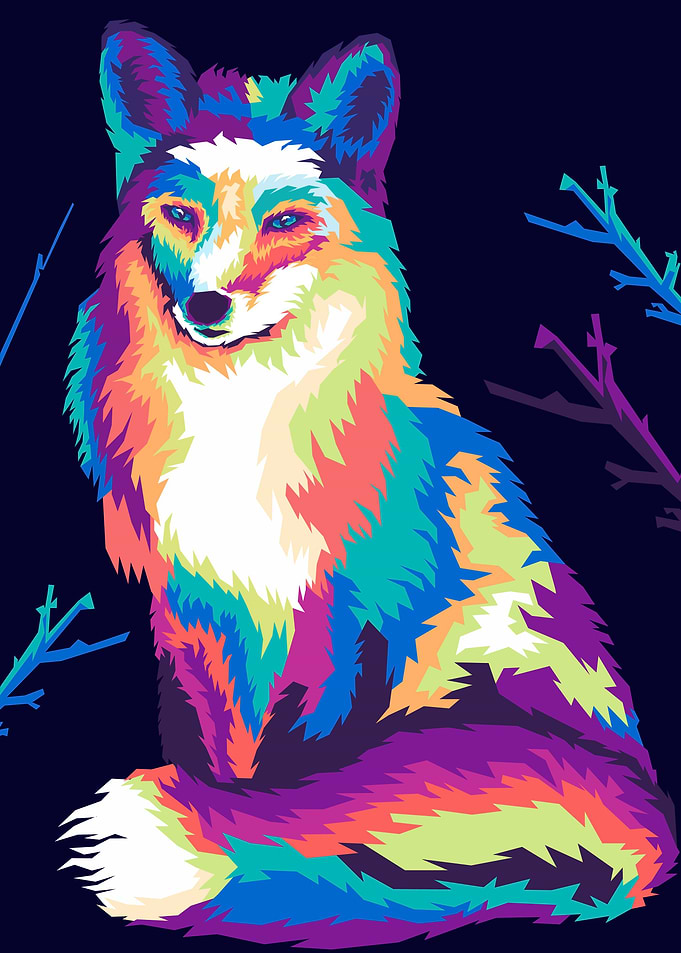 wolf is sitting pop art