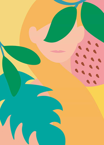 girl and fruit