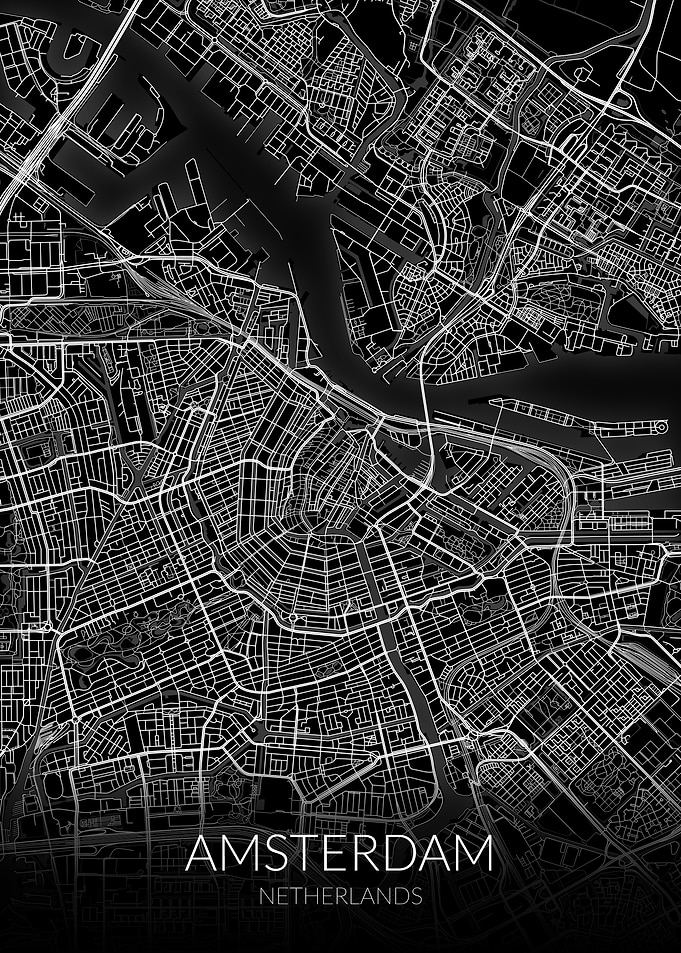 Amsterdam Map Black