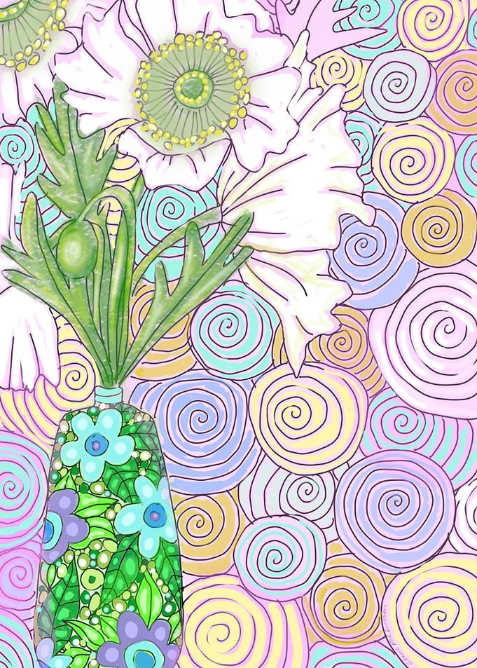 White Poppy Vase