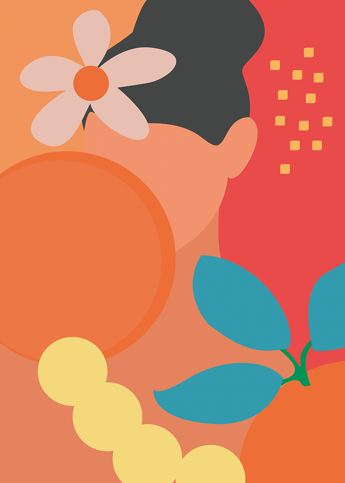 girl and fruit