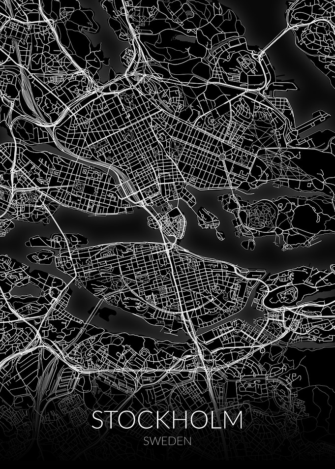 Stockholm Map Black