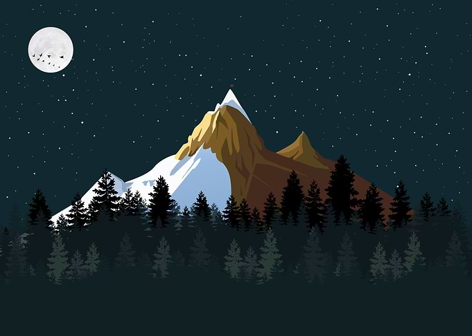 Mountain at night