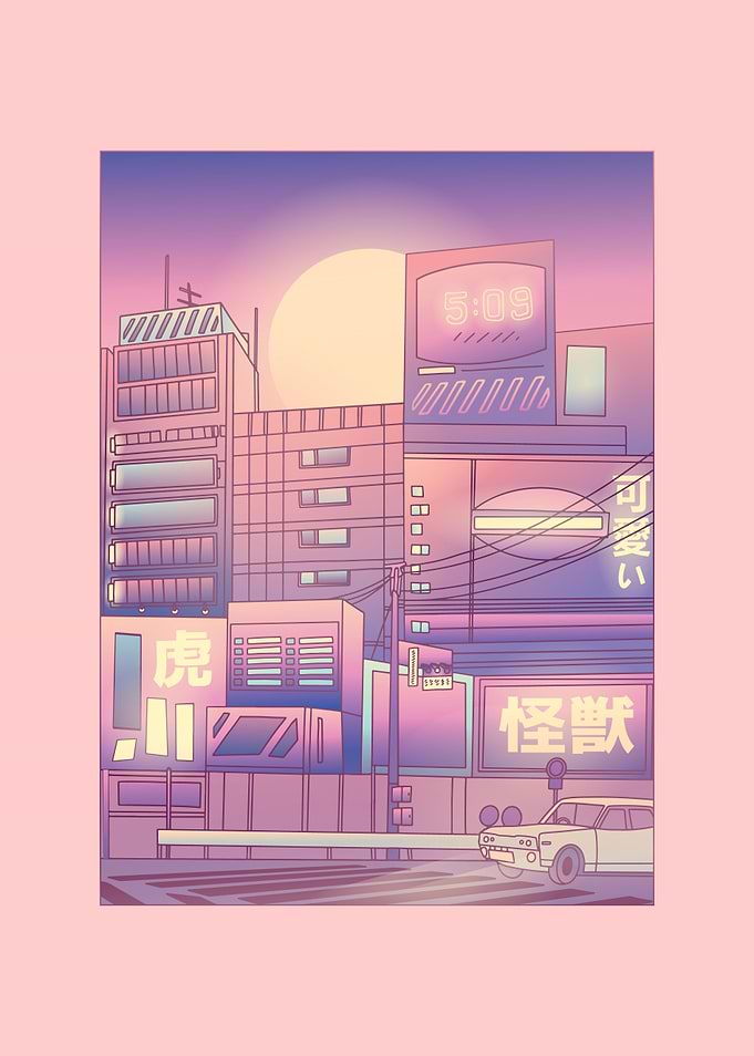 Vaporwave City Light Japan