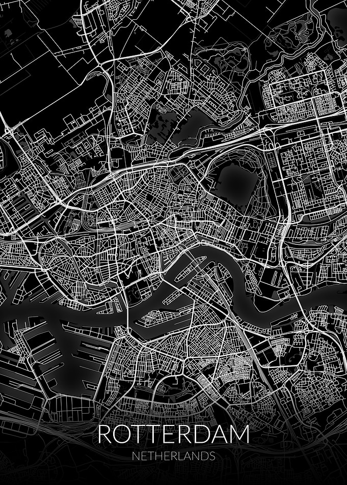 Rotterdam Map Black