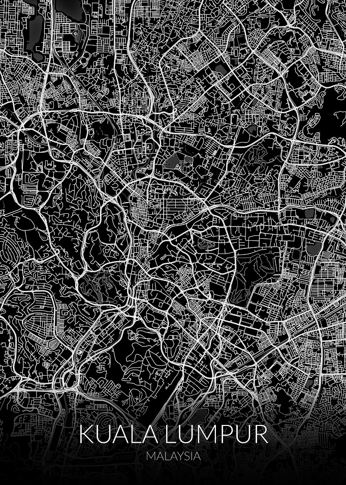 Kuala Lumpur Map Black