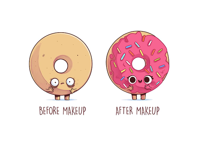 Before After Makeup Donut