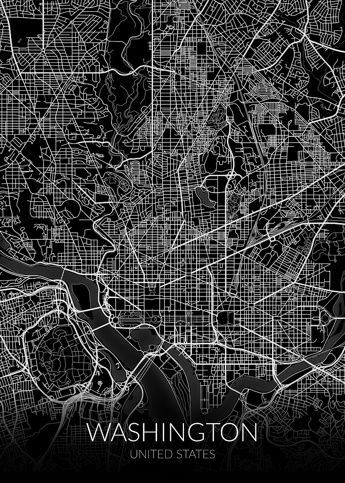 Washington Map Black