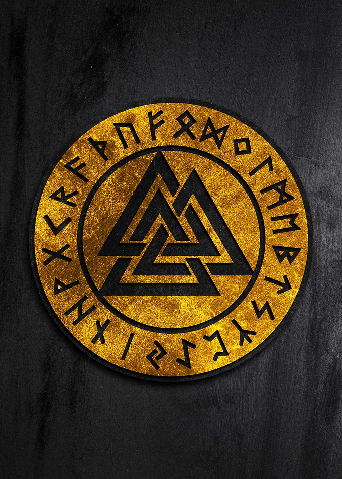 Valknut Viking symbol Gold