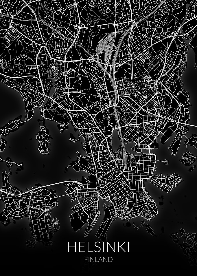 Helsinki Map Black