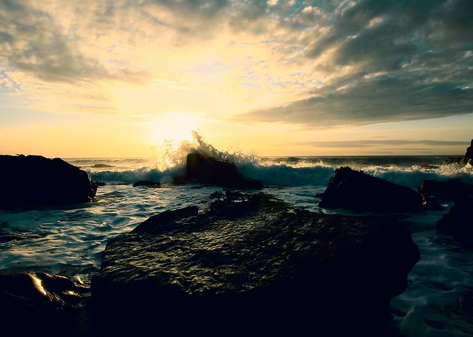 Sunset Waves Crashing