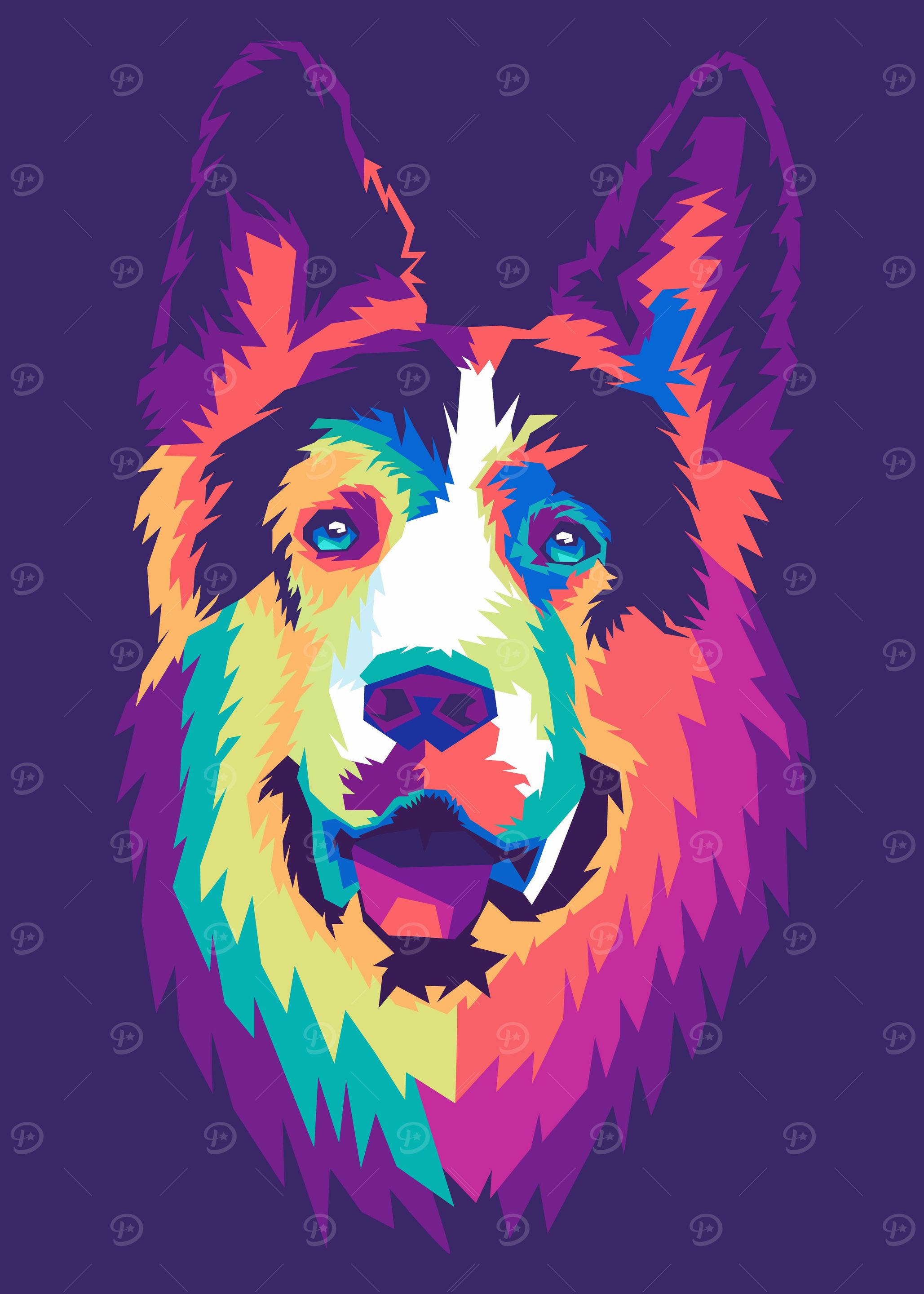 the dog looks ahead