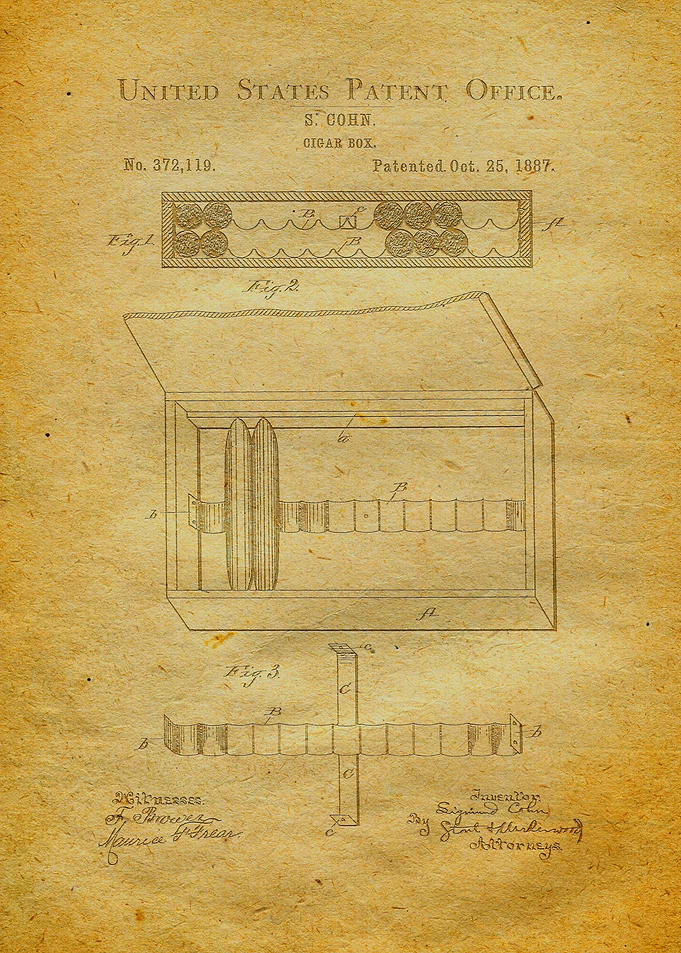 44 Cigar Box Patent 1887