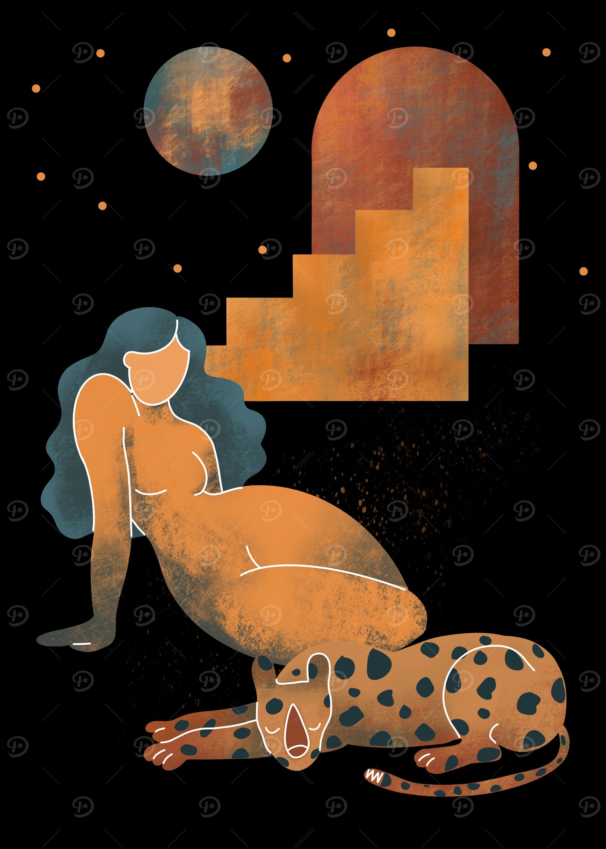 Woman With Leopard