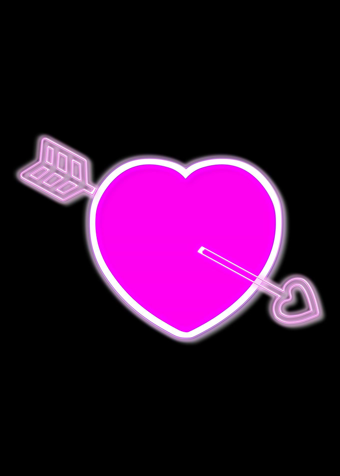 Neon love heart and arrow