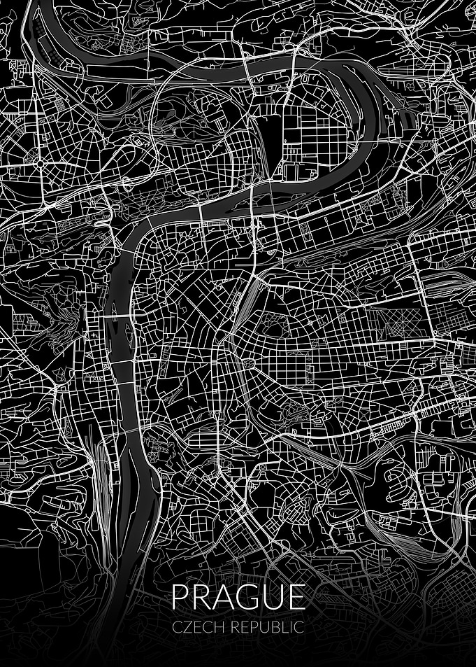 Prague Map Black