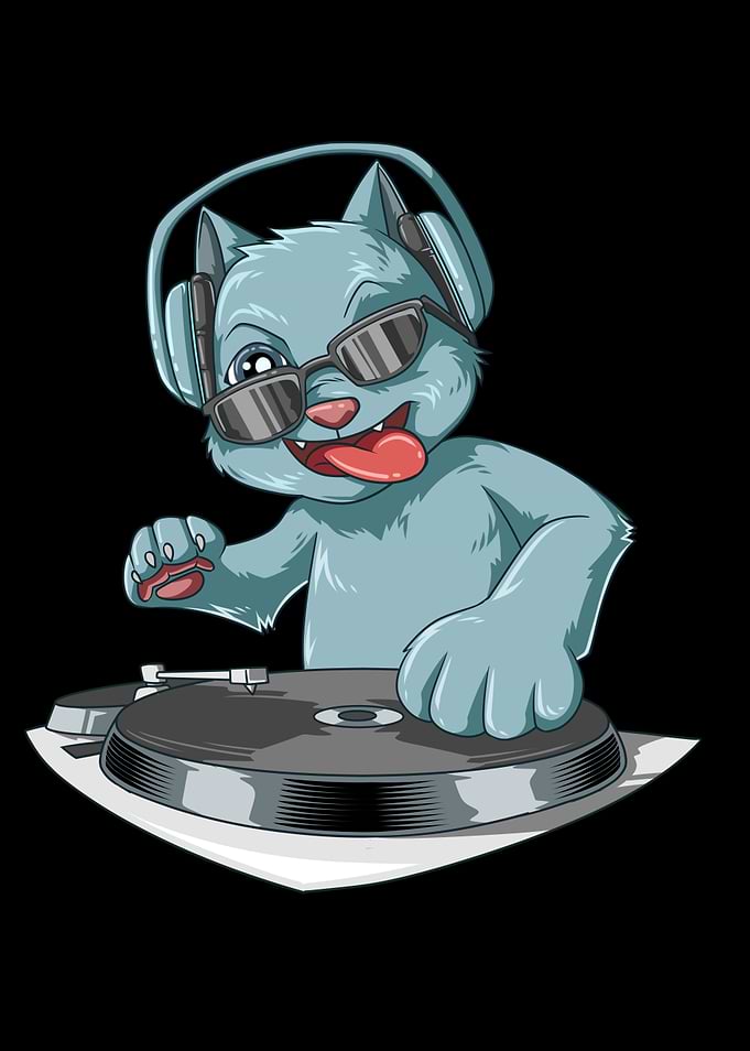 Cat With Headphones On The