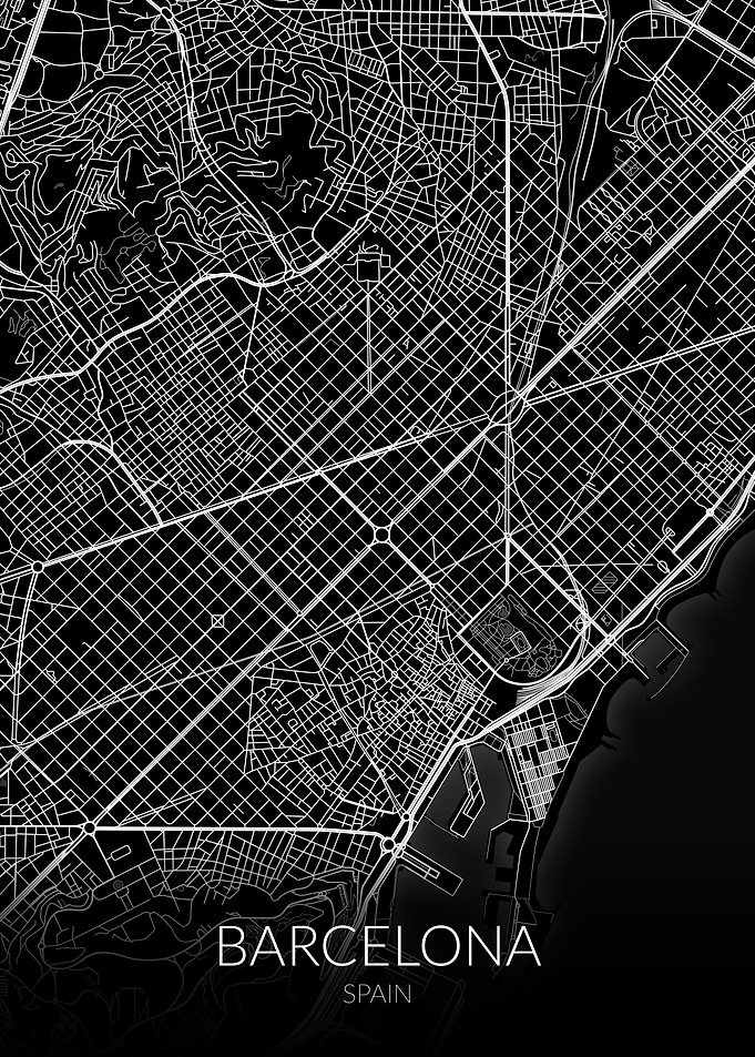 Barcelona Map Black