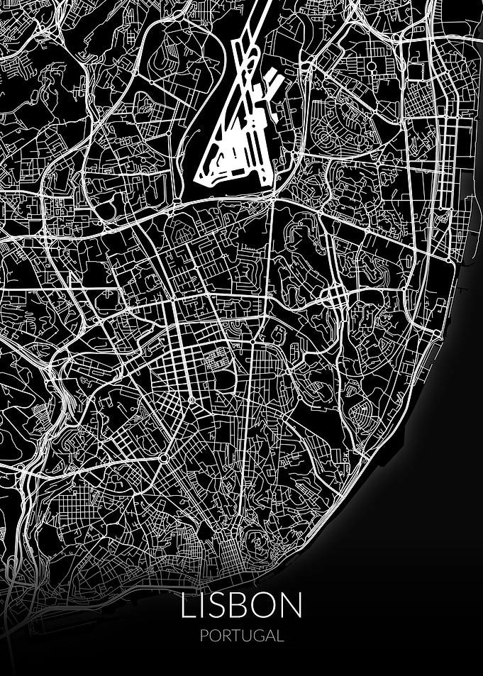 Lisbon Map Black