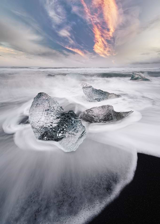 Ice block and waves