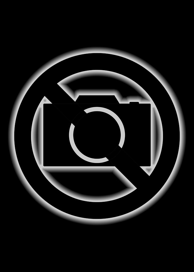 no photography sign glow