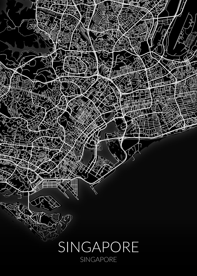 Singapore Map Black