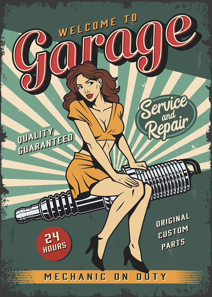 Retro Garage Pin Up Girl