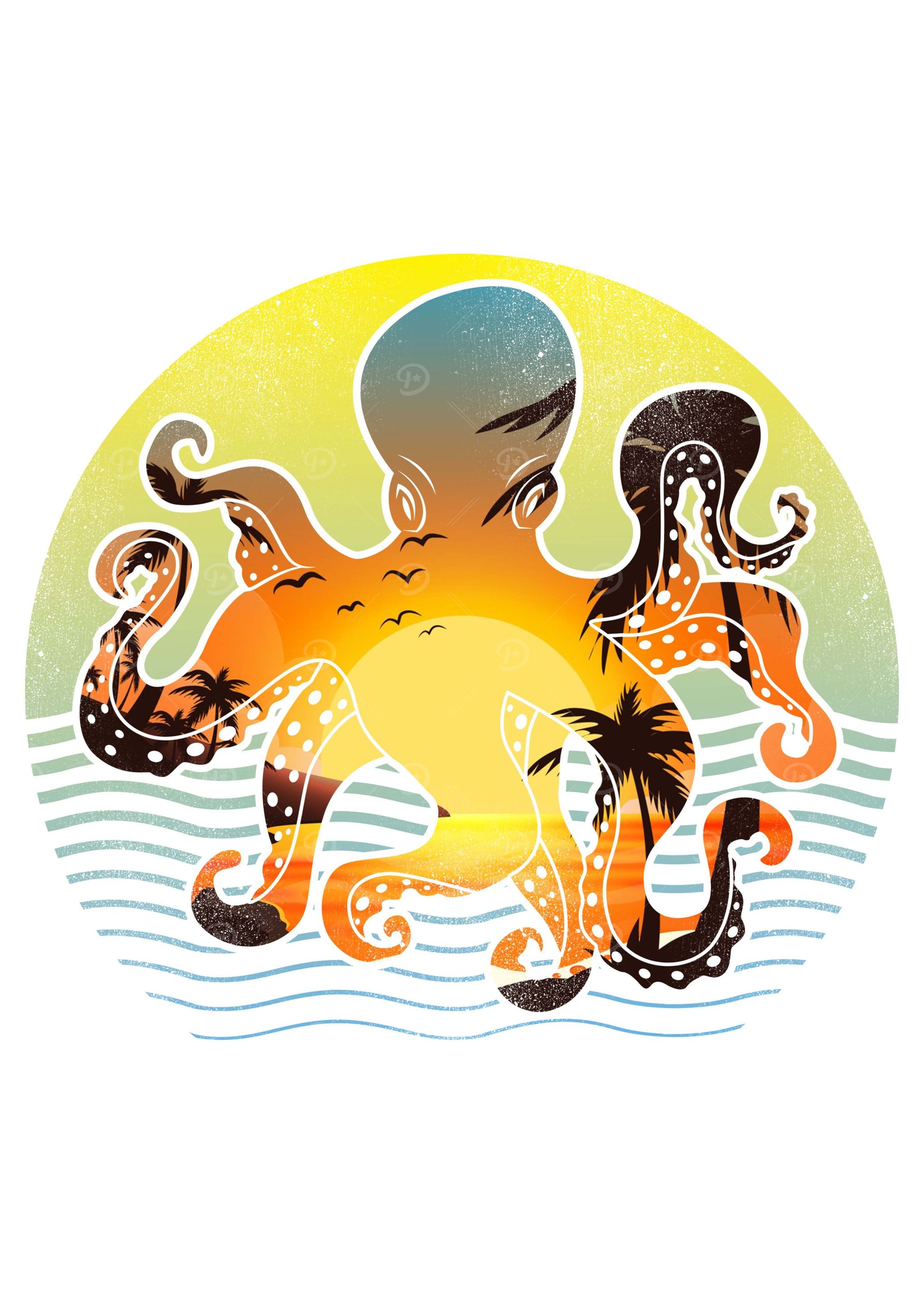 Octopus waves sunset