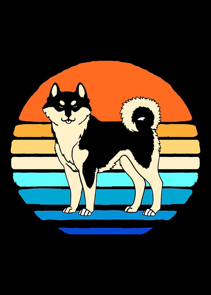 Akita Dog Retro Vintage