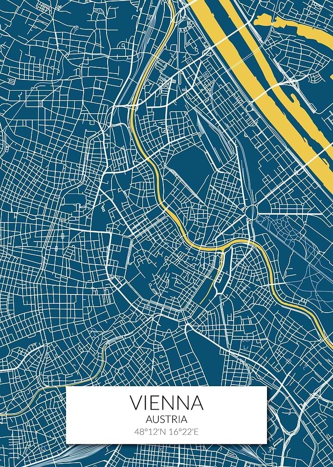 Vienna Map Blue Yellow