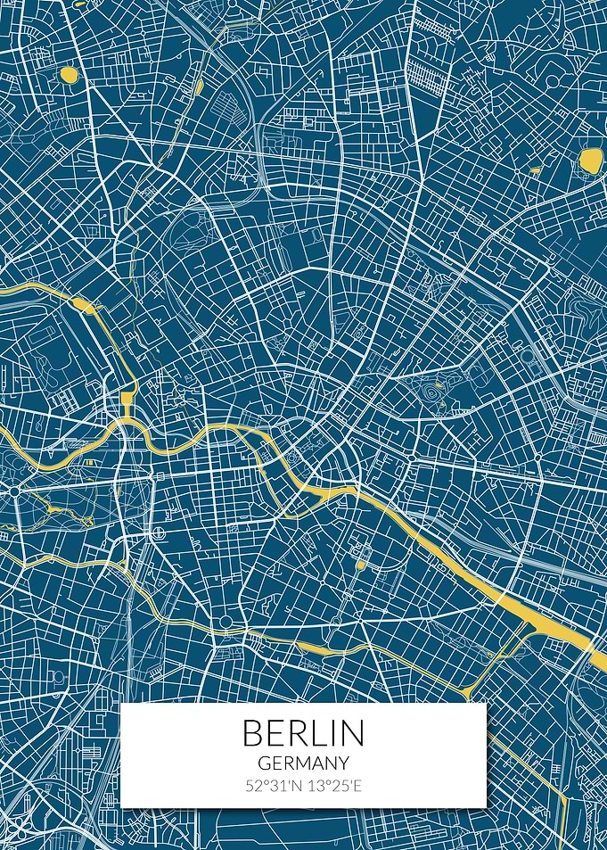 Berlin Map Blue White