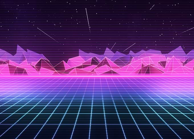 Neon mountain hill