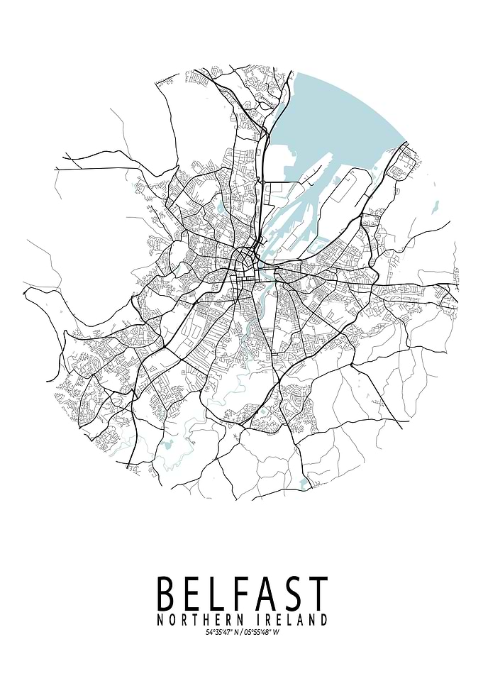 Belfast City Map Circle
