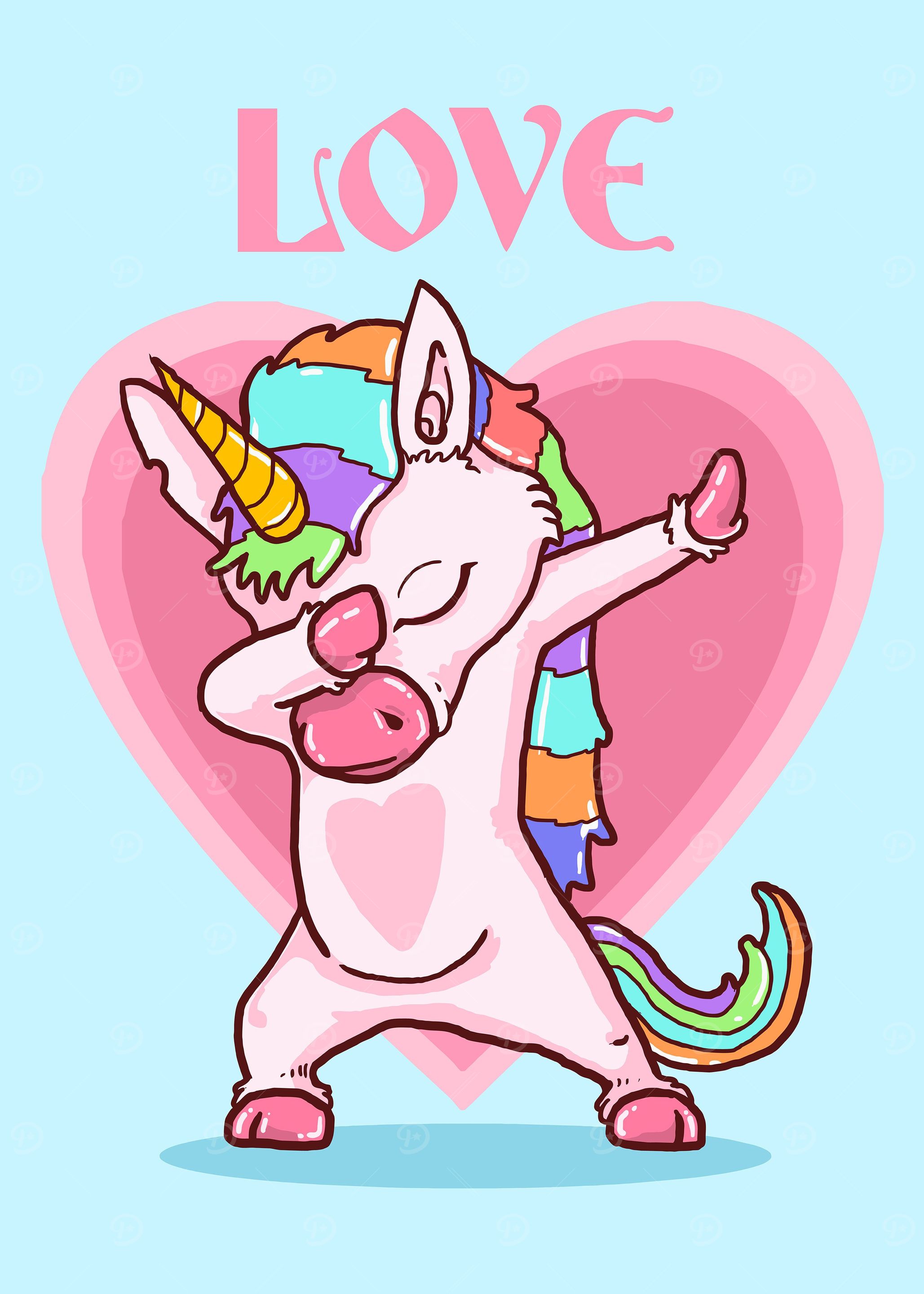 Dabbing Unicorn Love Horse
