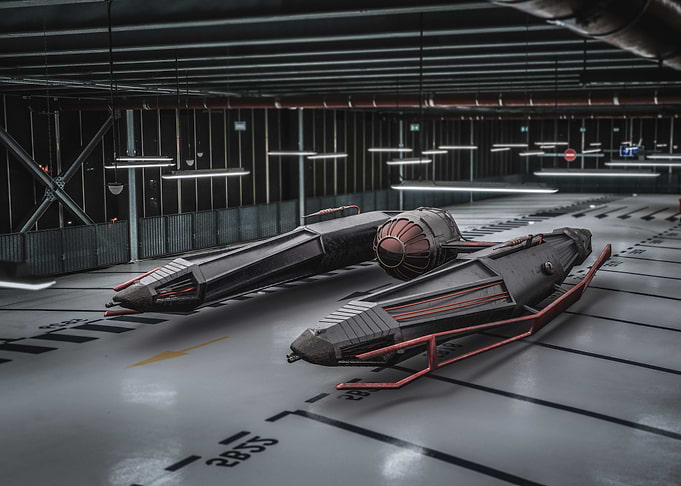 Spaceship in hangar