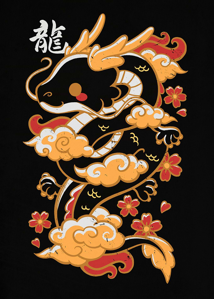 Kawaii gold dragon