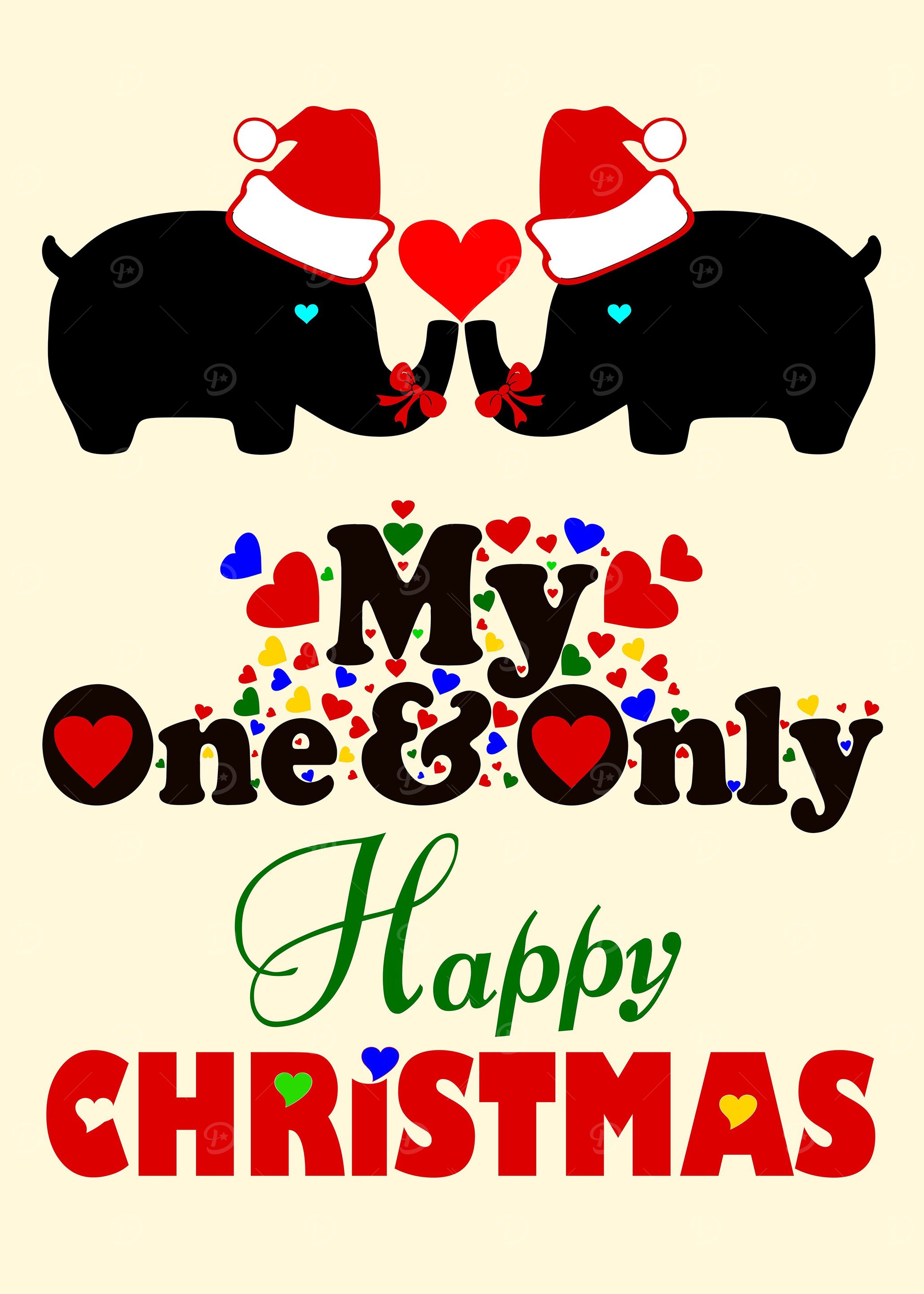 Elephant Couple Happy XMas