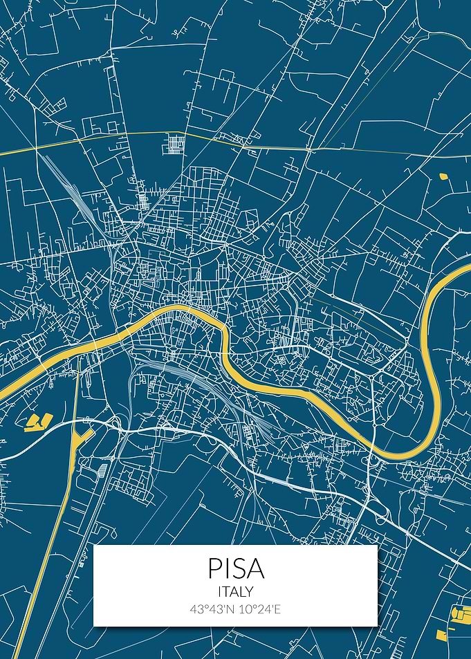 Pisa Map Blue White