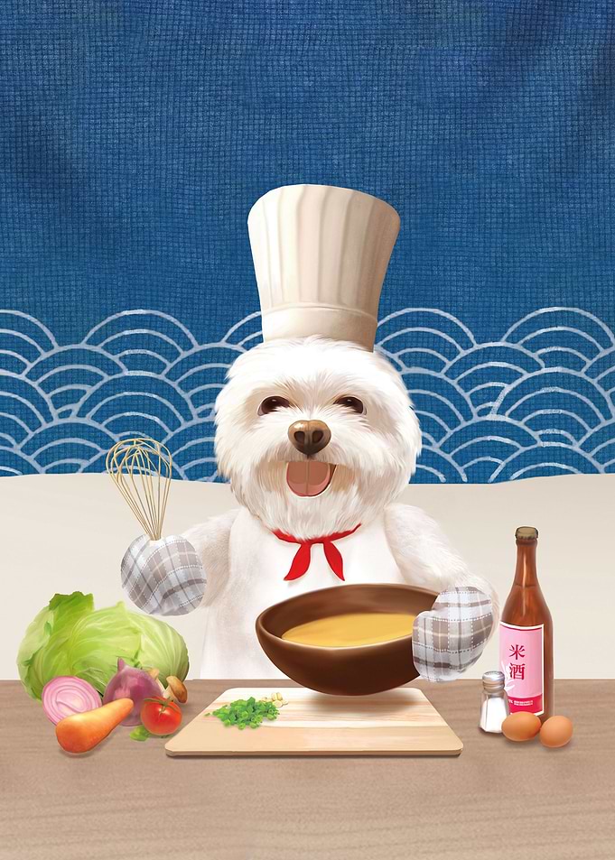 Dog In Chef Hat Cooks Soup