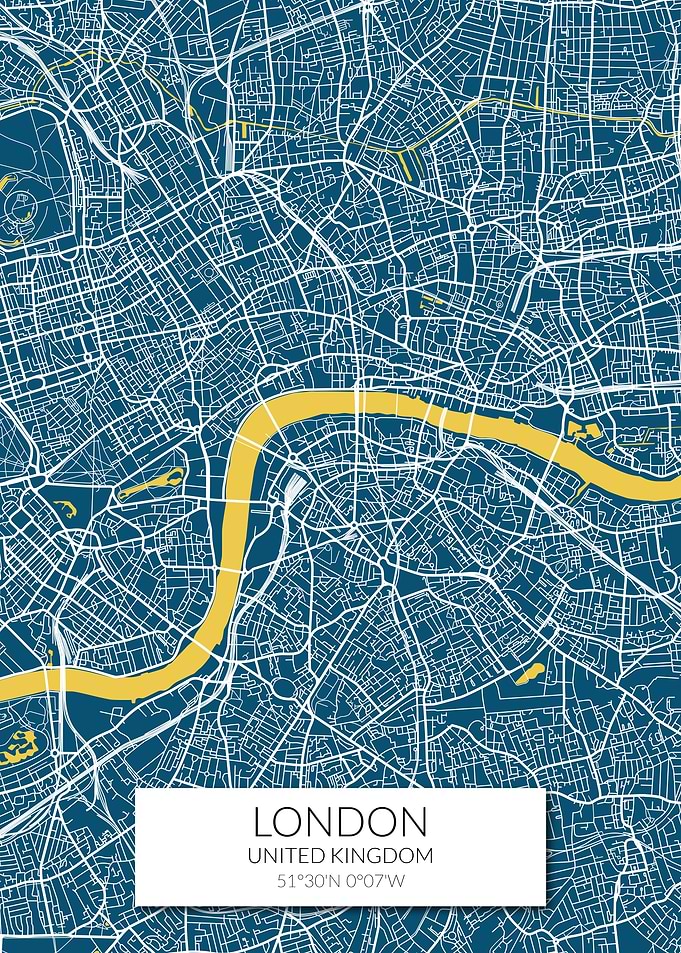 London Map Blue Yellow