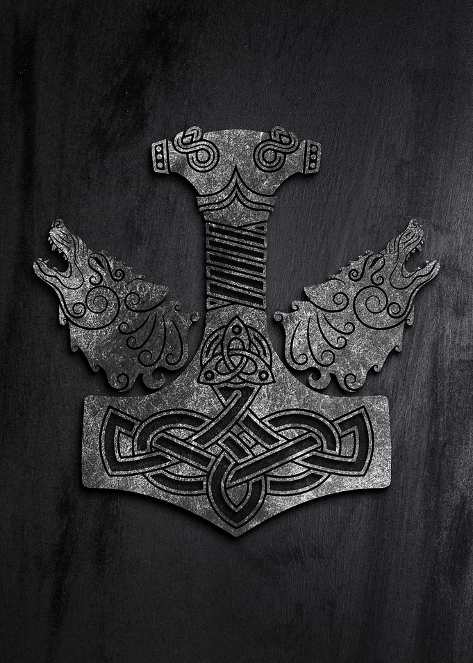 Viking Symbol Hammer Wolf